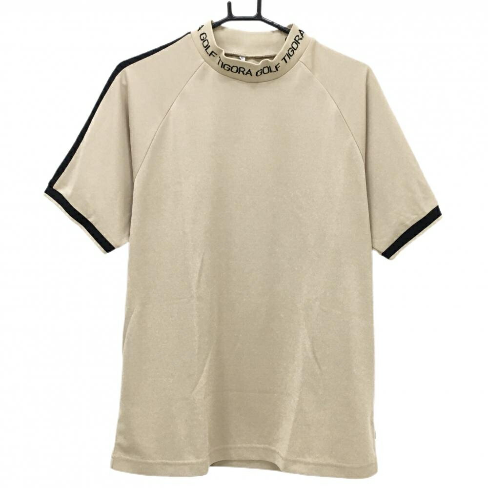 Other - 【超美品】ティゴラ 半袖ハイネックシャツ ベージュ×黒 ネックロゴ メンズ XL ゴルフウェア TIGORA
