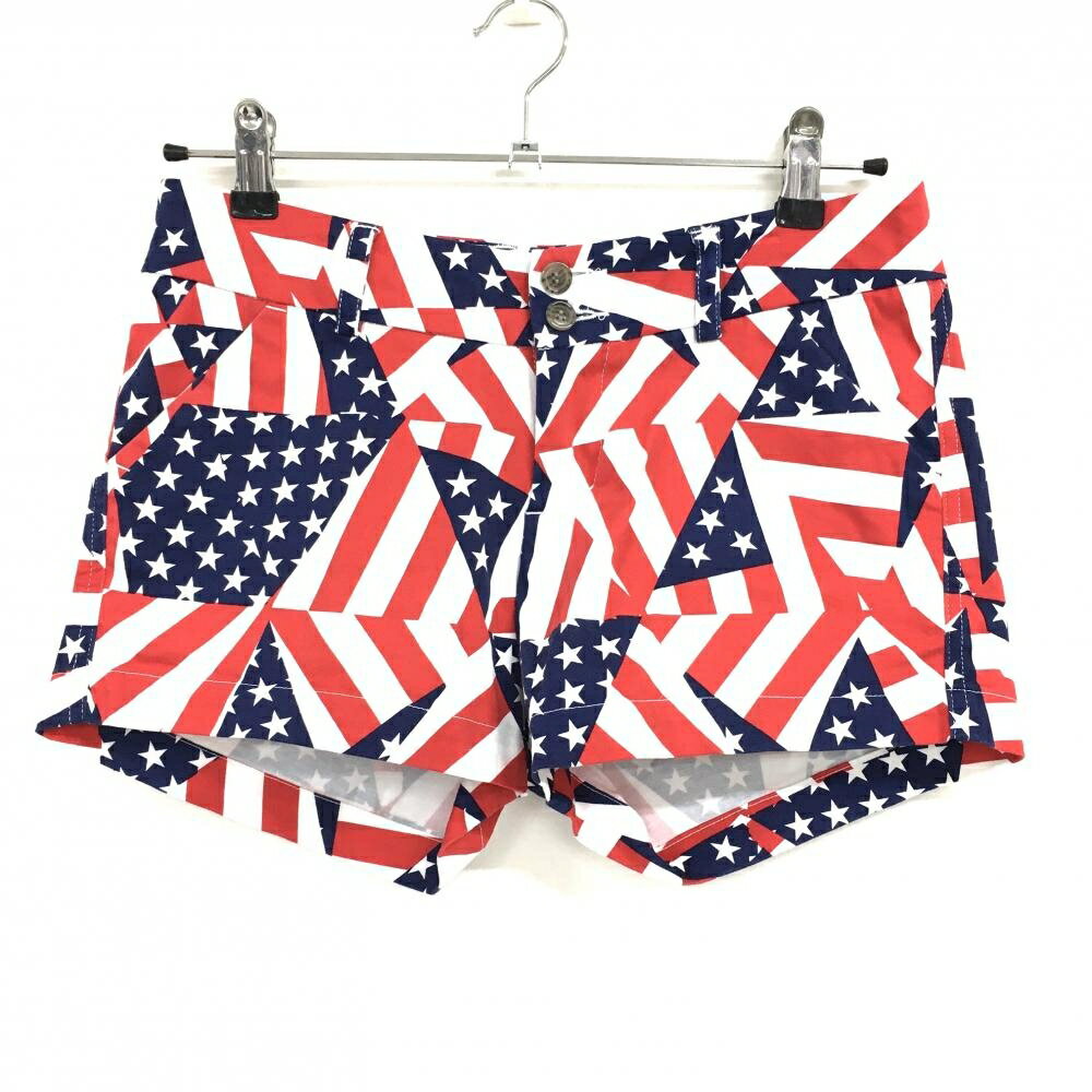 [クーポン対象品]ラウドマウス ショートパンツ 白×ネイビー×レッド 星条旗風 レディース L ゴルフウェア LOUDMOUTH