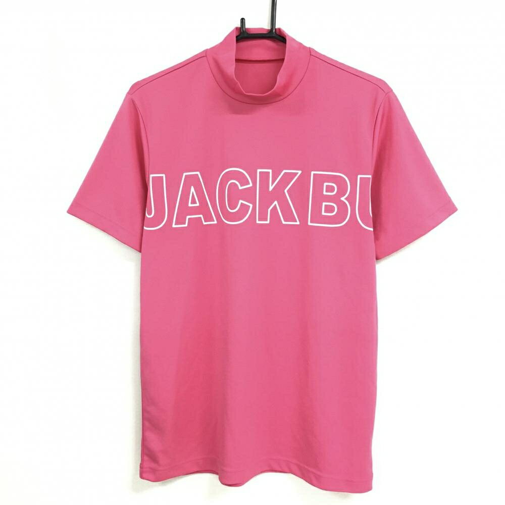 Shirts - [クーポン対象品]【超美品】ジャックバニー 半袖ハイネックシャツ ピンク×白 ビッグロゴ メンズ 5(L) ゴルフウェア Jack Bunny