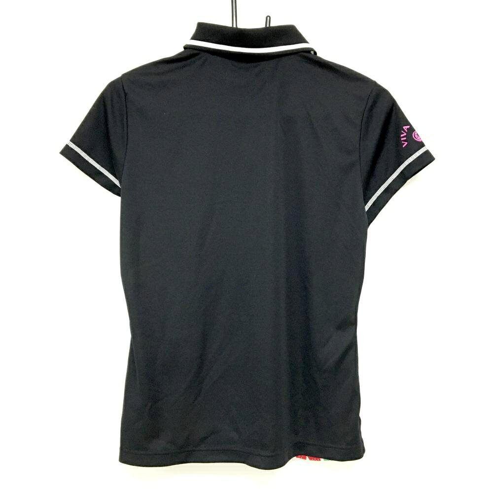 【超美品】ビバハート 半袖ポロシャツ 白×マルチカラー 前身頃ジュース総柄 レディース 42(L) ゴルフウェア VIVA HEART