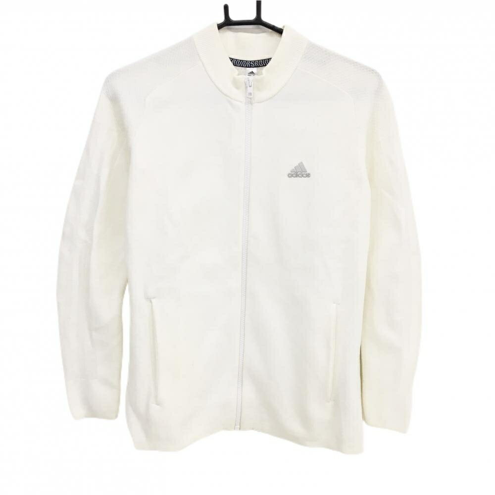 Untitled Sport - [クーポン対象品]【美品】アディダス ニットジャケット 白 胸元ロゴ ナイロン100％ レディース L ゴルフウェア adidas