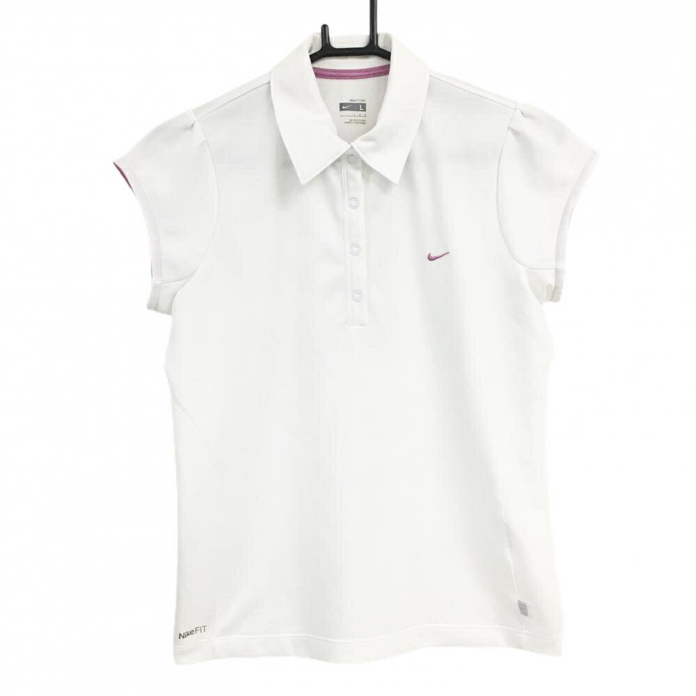 NIKE - 【美品】ナイキ 半袖ポロシャツ 白 スナップボタン Nike FIT DR レディース L ゴルフウェア NIKE