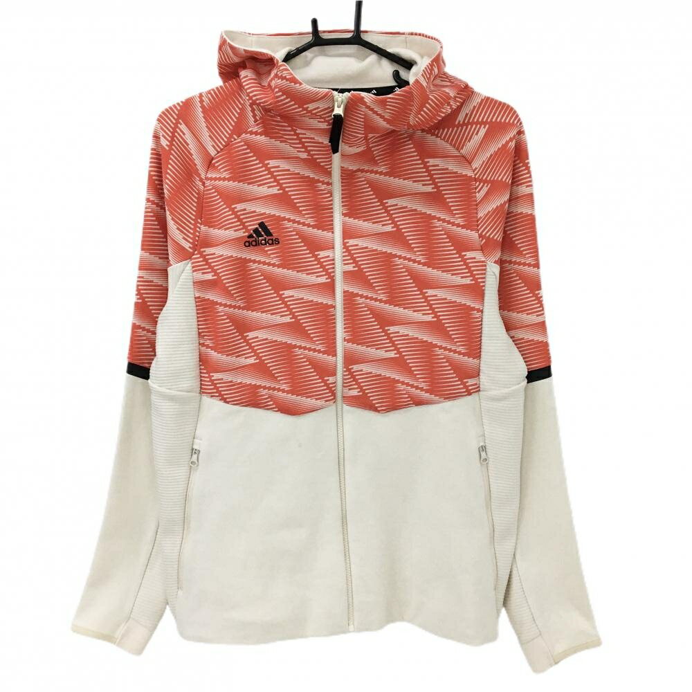 Men'S Wear - 【美品】アディダス ジップパーカー アイボリー×レッド 上部総柄 ロゴプリント メンズ L ゴルフウェア adidas