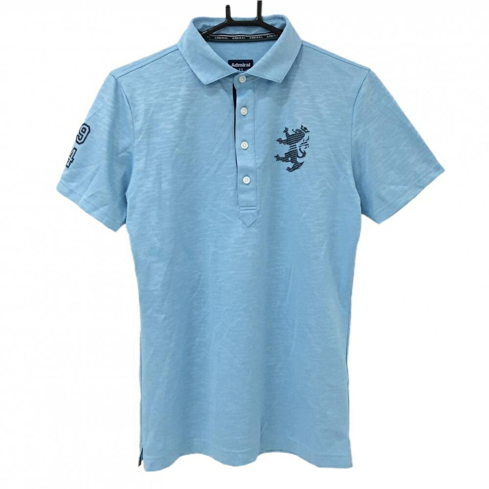 Shirts - [クーポン対象品]【超美品】アドミラル 半袖ポロシャツ ライトブルー 地模様 刺しゅう風プリント メンズ M ゴルフウェア Admiral