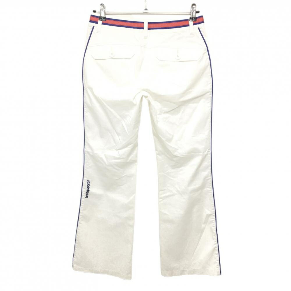 ルコックゴルフ パンツ 白×レッド ロゴ刺しゅう サイドライン レディース 11 ゴルフウェア le coq sportif