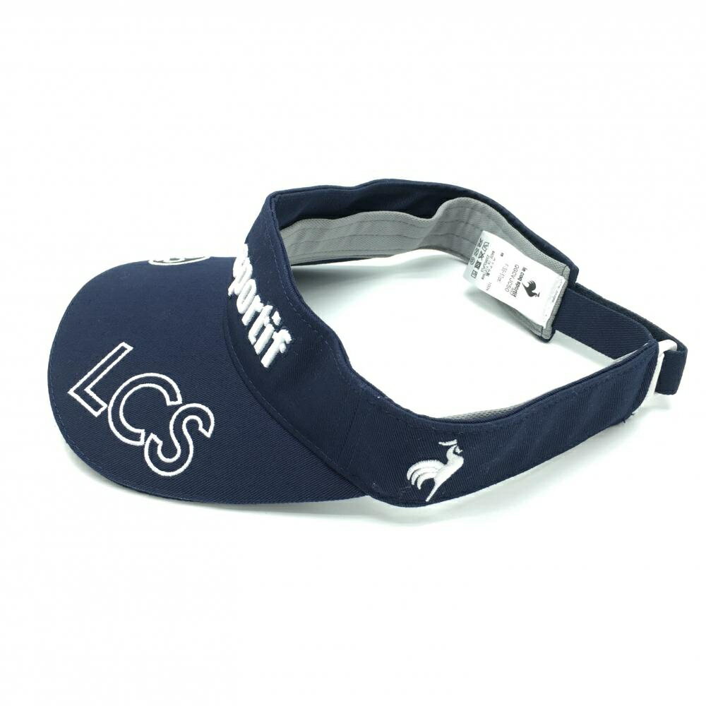 【超美品】ルコックゴルフ サンバイザー ネイビー×白 ロゴ刺しゅう F(55-57cm) ゴルフウェア le coq sportif