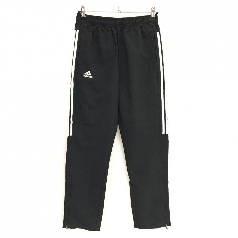 ADIDAS - [クーポン対象品]【超美品】アディダス パンツ 黒×白 サイド3ライン ウエストゴム 裾ジップ メンズ M ゴルフウェア adidas