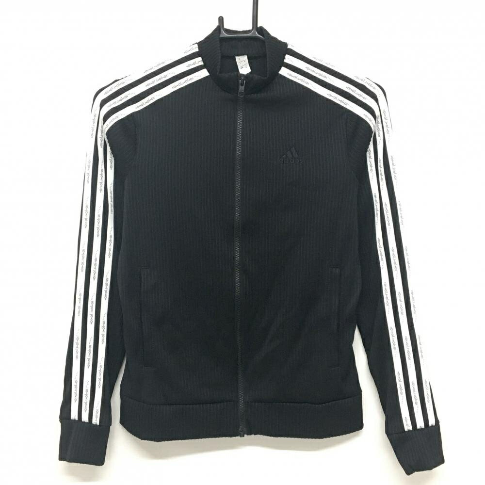 ADIDAS - 【超美品】アディダス ジャケットブルゾン 黒×白 袖3ライン 凹凸生地 レディース M ゴルフウェア adidas