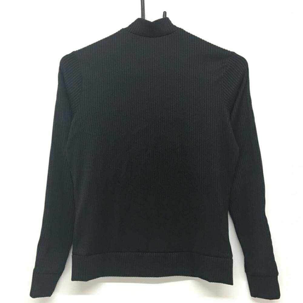 【超美品】アディダス ジャケットブルゾン 黒×白 袖3ライン 凹凸生地 レディース M ゴルフウェア adidas