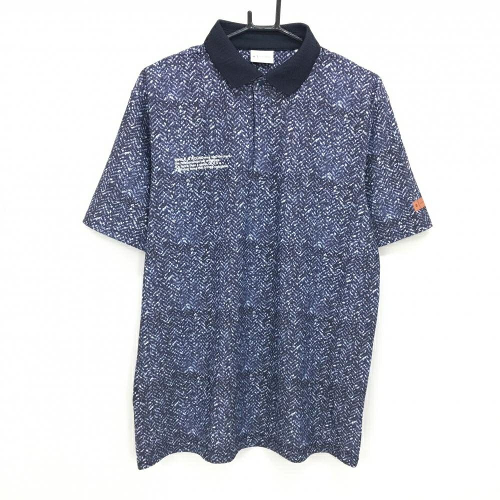 Taylor Made - 【超美品】テーラーメイド×UNITED ARROWS 半袖ポロシャツ ネイビー×白 ヘリンボーン調総柄 襟ニット メンズ O ゴルフウェア TaylorMade