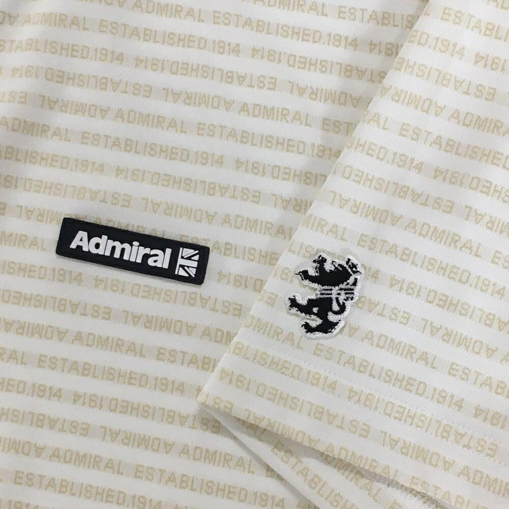 レオナード 楽天市場店の【超美品】アドミラル 半袖ポロシャツ 白×ベージュ ロゴ総柄 ボタンダウン メンズ XL ゴルフウェア Admiral｜アングル3