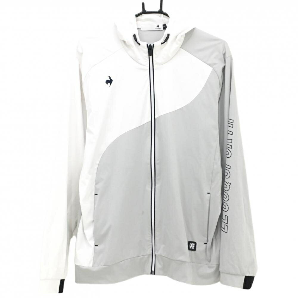 TAKEO KIKUCHI SPORT - [クーポン対象品]ルコックゴルフ ジップパーカー 白×グレー×ネイビー 袖ロゴプリント メンズ LL ゴルフウェア le coq sportif