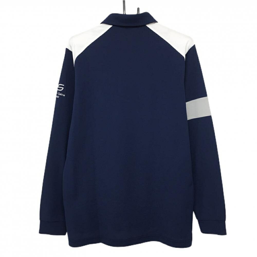 ルコックゴルフ 長袖ポロシャツ ネイビー×白×グレー 胸ロゴ メンズ LL ゴルフウェア le coq sportif