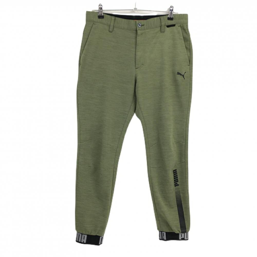 PUMA - [クーポン対象品]【超美品】プーマ ジョガーパンツ モスグリーン×黒 ボーダー調織生地 裾ロゴ 後ろウエストゴム メンズ L ゴルフウェア PUMA