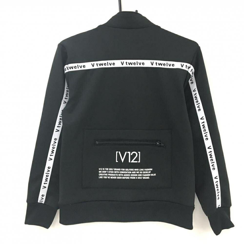 【超美品】V12 ジャケットブルゾン 黒×白 袖ロゴライン 腰ポケット レディース 1(M) ゴルフウェア V12
