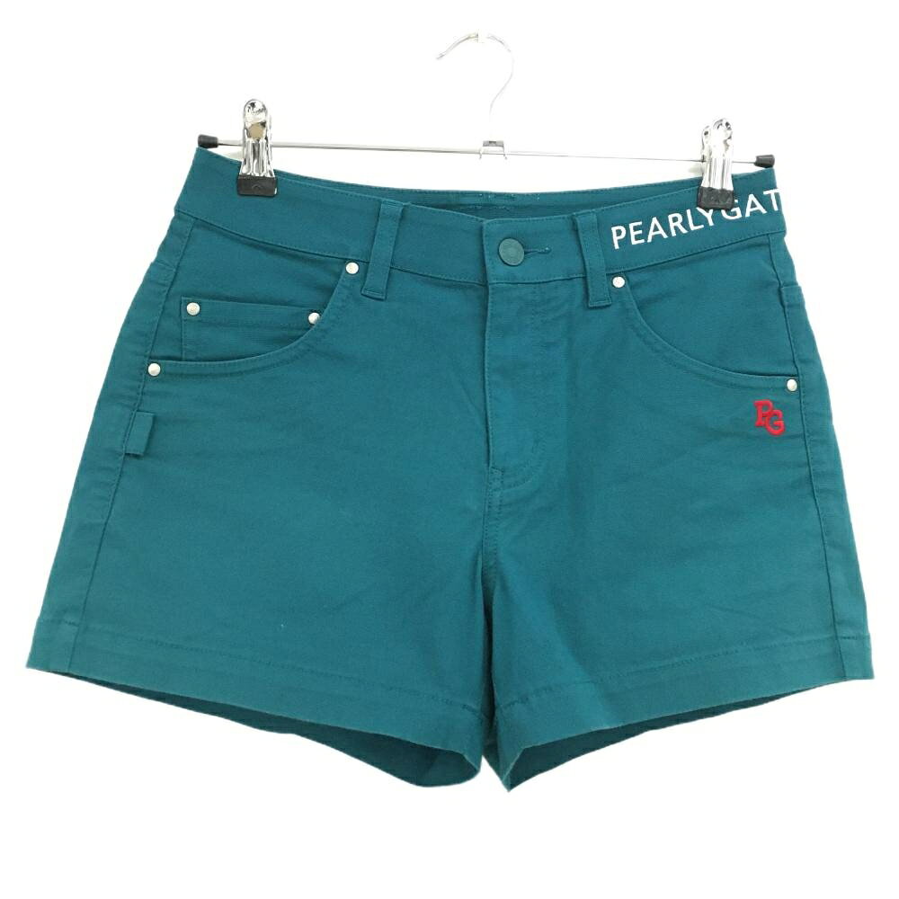 【美品】パーリーゲイツ ショートパンツ ブルーグリーン系×レッド×白 レディース 00(XS) ゴルフウェア PEARLY GATES