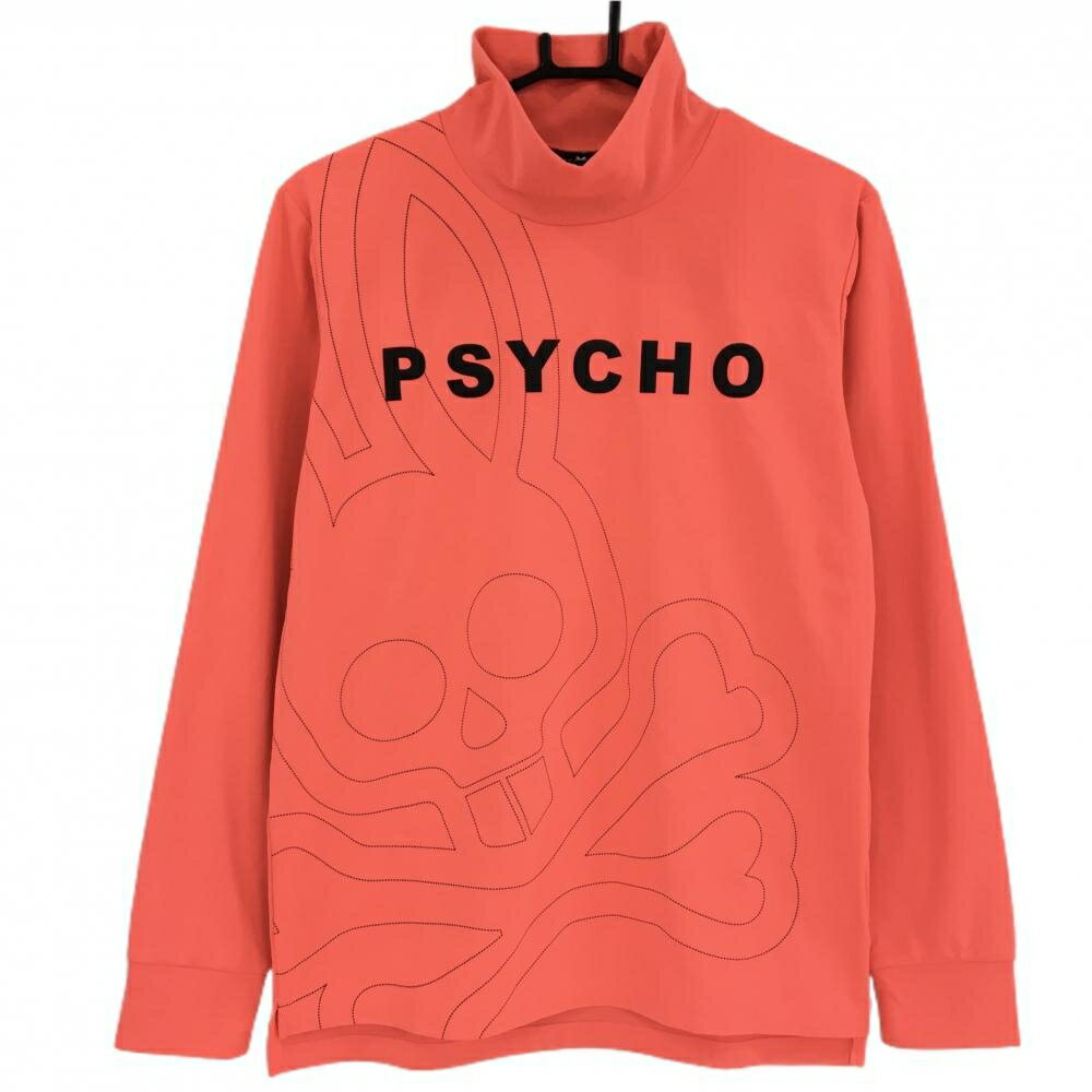 Men'S Wear - サイコバニー 長袖ハイネックシャツ 蛍光オレンジ×黒 ロゴ ストレッチ メンズ L ゴルフウェア Psycho Bunny
