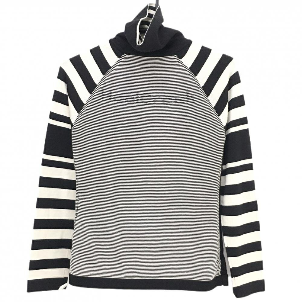 Heal Creek - ヒールクリーク タートルネックセーター アイボリー×黒 ボーダー フロントロゴ レディース 40(M) ゴルフウェア Heal Creek