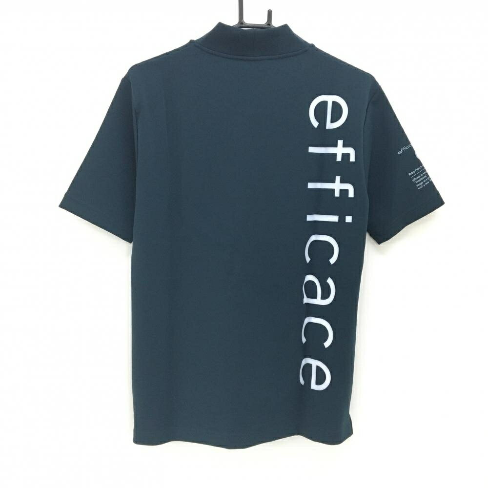【新品】エフィカスブラン 半袖ハイネックシャツ ネイビー×グレー ビッグロゴ メンズ XL ゴルフウェア efficace