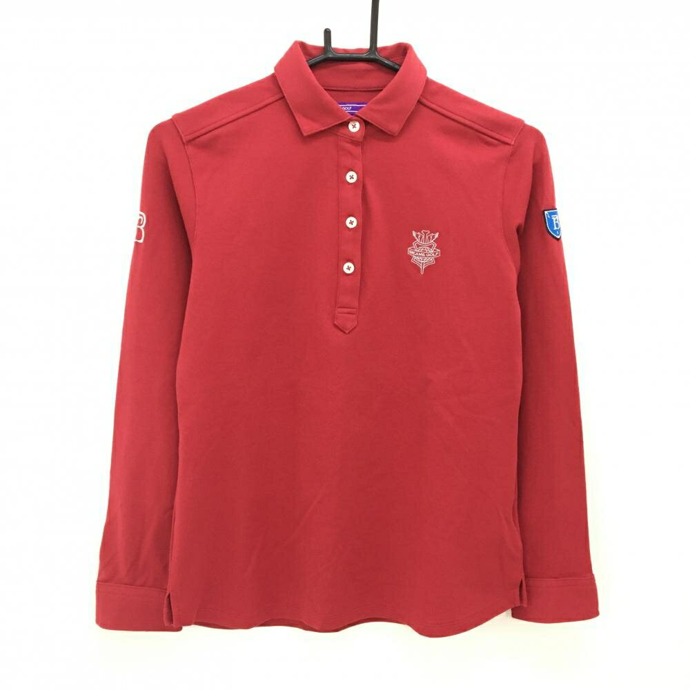 [クーポン対象品]ビームスゴルフ 長袖ポロシャツ レッド ロゴ刺しゅう レディース M ゴルフウェア BEAMS GOLF