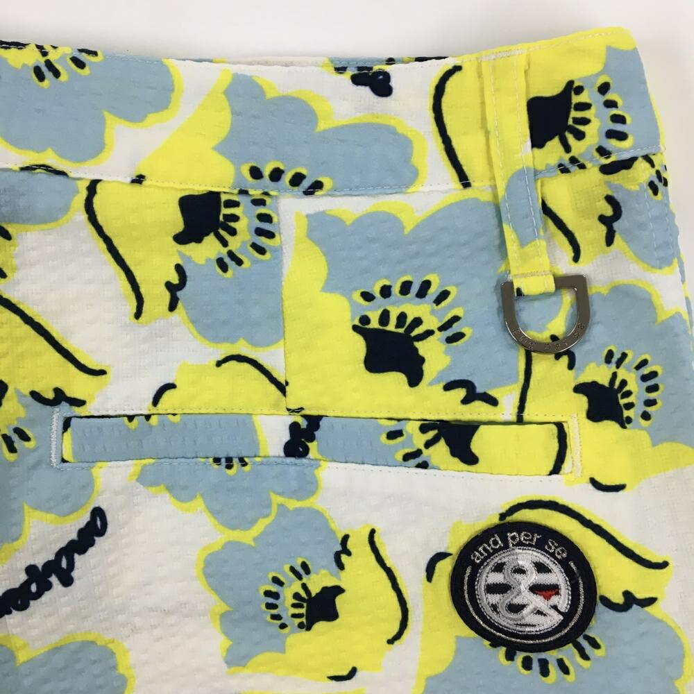 【超美品】アンパスィ ショートパンツ 白×イエロー×ライトブルー 花柄 サッカー生...