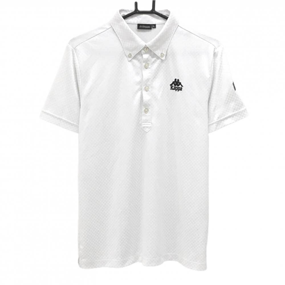 Shirts - [クーポン対象品]カッパ 半袖ポロシャツ 白 ブロックチェック地模様 ロゴ刺しゅう 袖ワッペン メンズ L ゴルフウェア Kappa