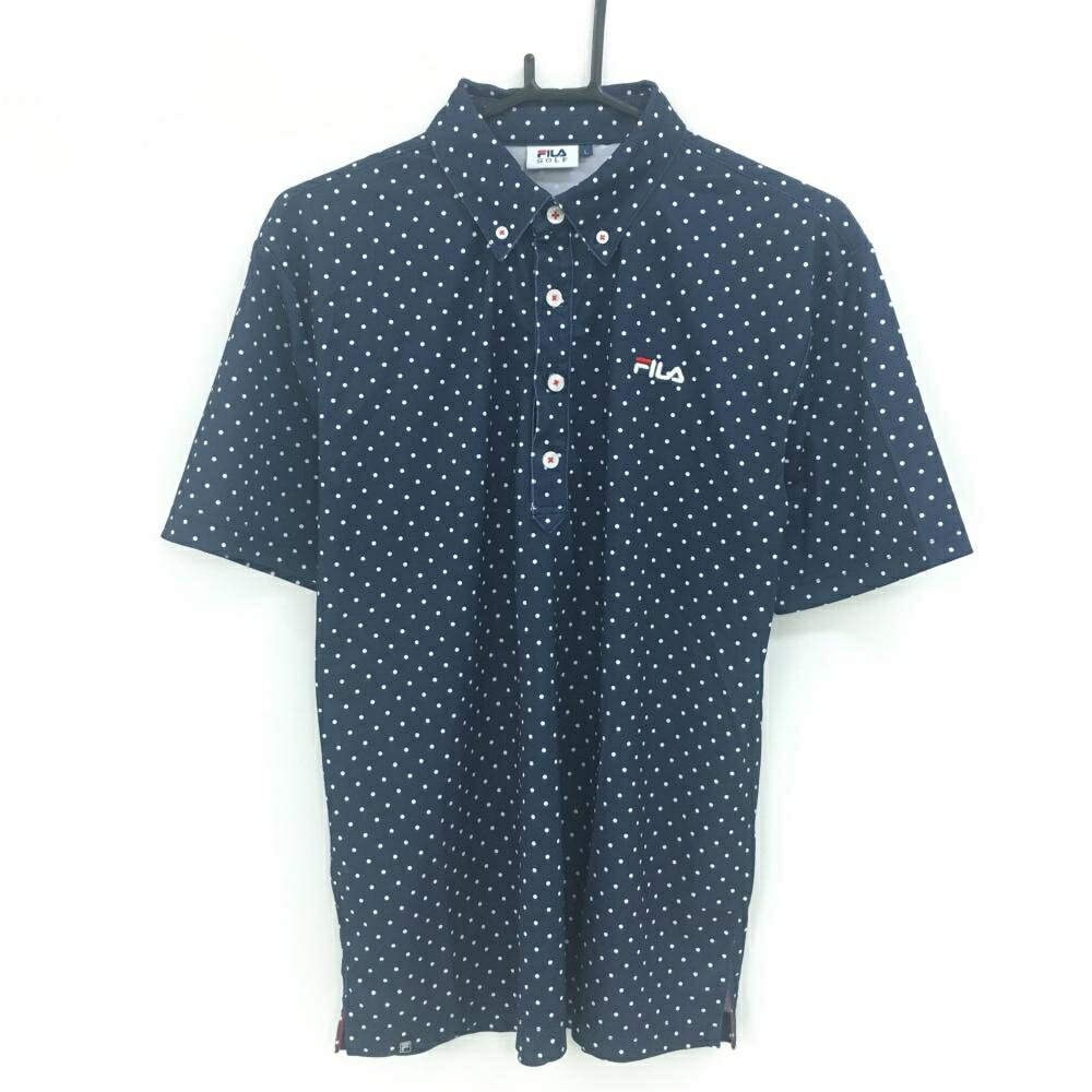 TAKEO KIKUCHI SPORT - 【超美品】フィラゴルフ 半袖ポロシャツ ネイビー×白 ドット柄 ロゴ刺しゅう メンズ L ゴルフウェア FILA GOLF