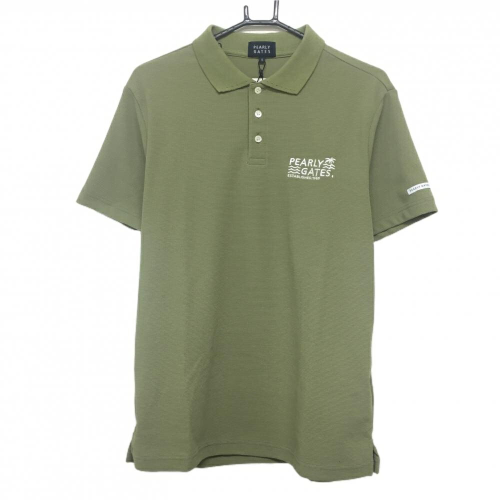 Shirts - [クーポン対象品]【新品】パーリーゲイツ 半袖ポロシャツ グリーン×白 背面ビッグロゴ 日本製 メンズ 5(L) ゴルフウェア PEARLY GATES