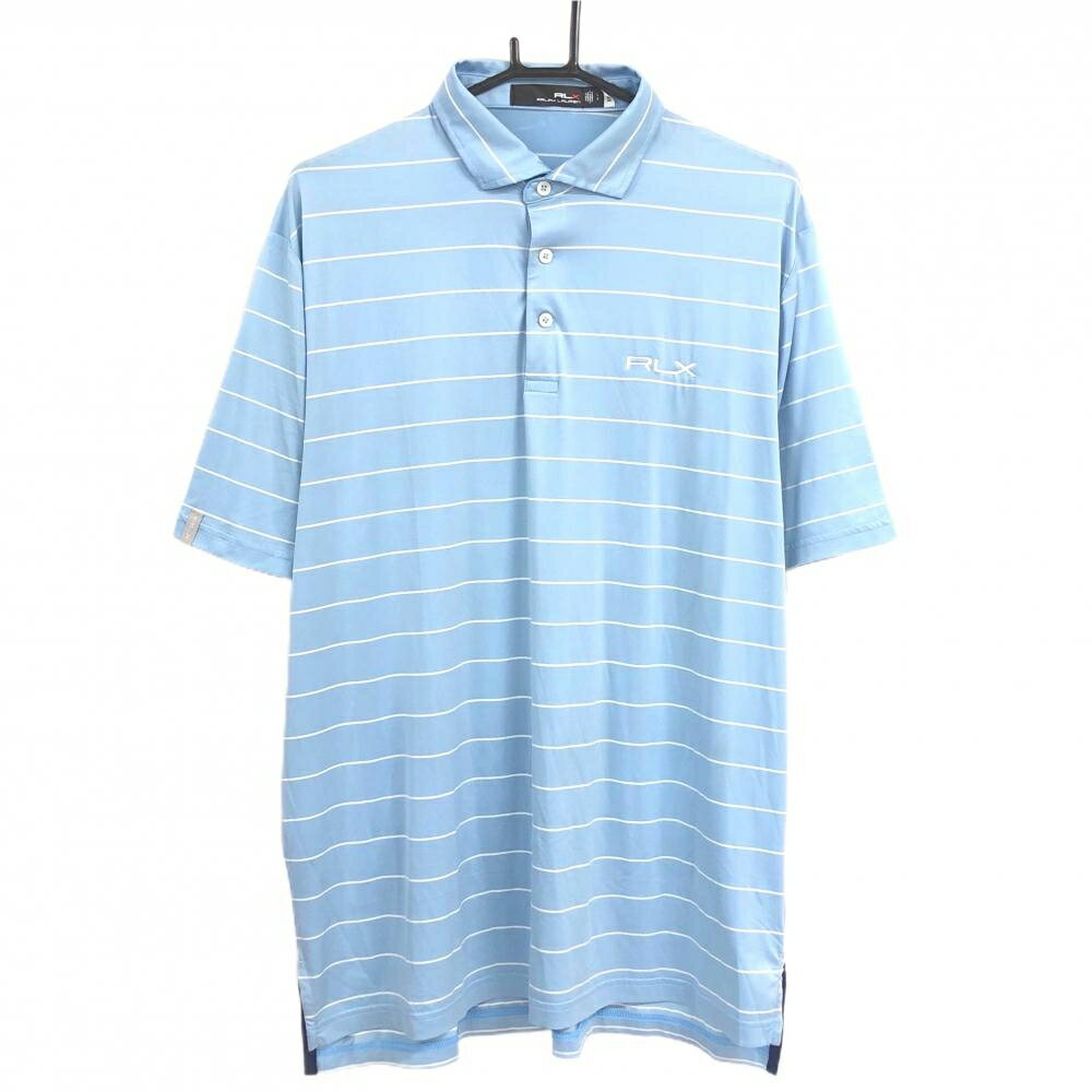 Other - RLXラルフローレン 半袖ポロシャツ ライトブルー×白 ボーダー メンズ LG ゴルフウェア Ralph Lauren