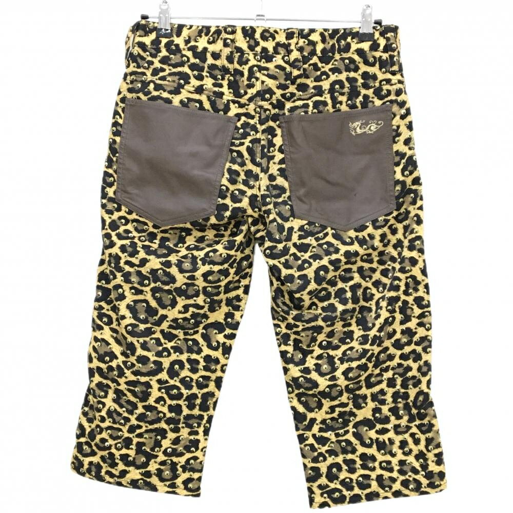 ダンスウィズドラゴン 半端丈パンツ イエロー×黒 レオパード ヒョウ柄 一部合皮 メンズ 1(S) ゴルフウェア Dance With Dragon
