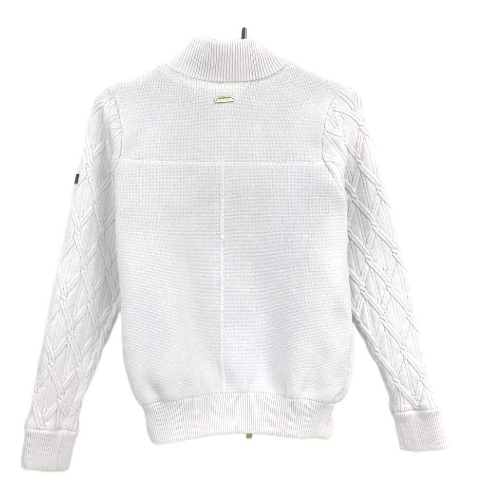 【美品】セントアンドリュース ニットジャケット 白 袖ダイヤ柄編み 裏地付 レディース S ゴルフウェア St ANDREWS