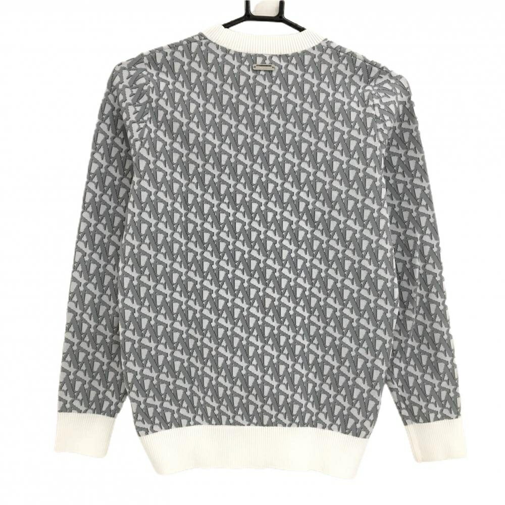 【美品】セントアンドリュース セーター グレー×白 ロゴ総柄 ニット レディース S ゴルフウェア St ANDREWS