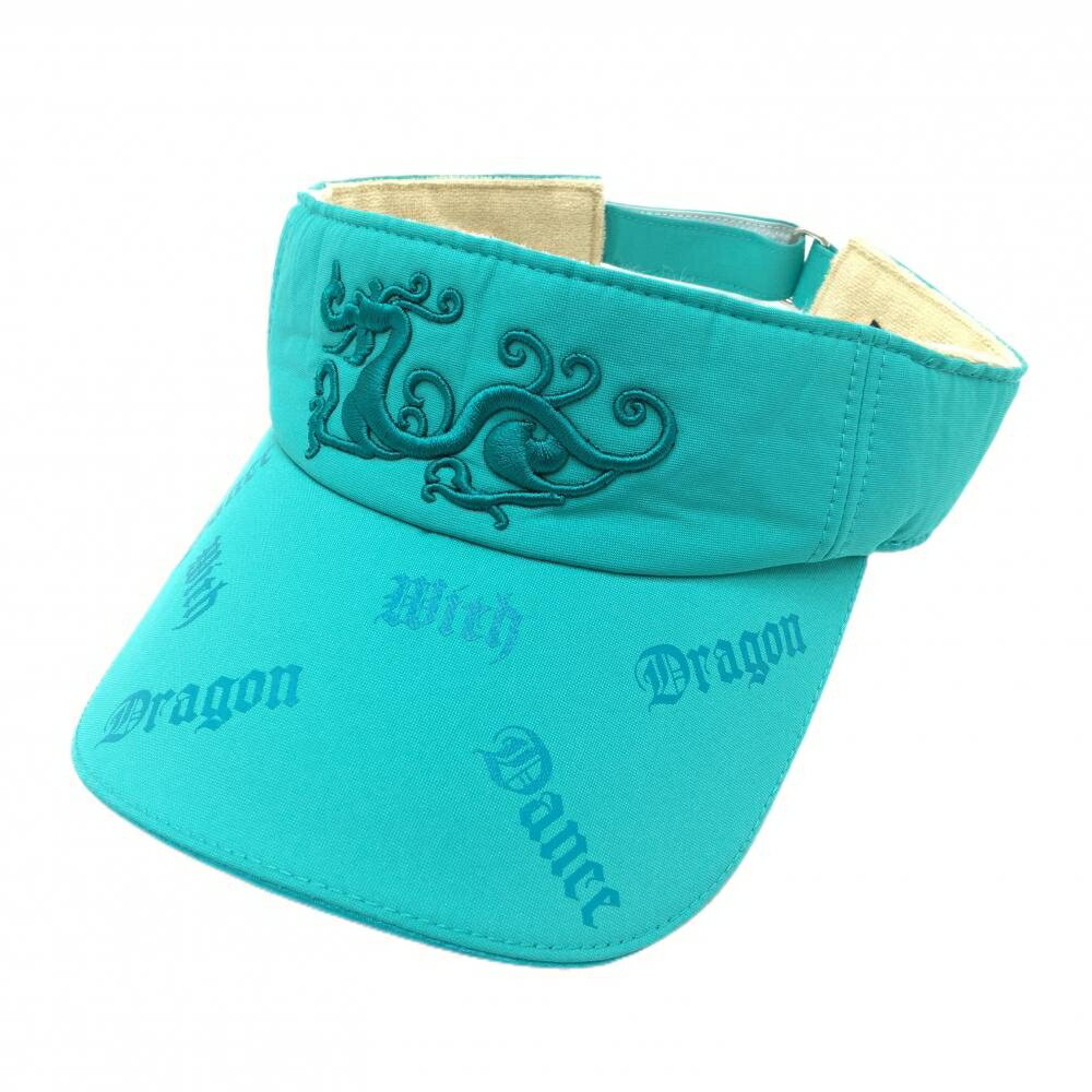 【美品】ダンスウィズドラゴン サンバイザー グリーン系 ロゴ刺しゅう 99(F) ゴルフウェア Dance With Dragon