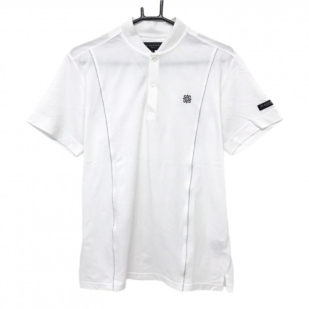 Men'S Wear - 【超美品】セントアンドリュース 半袖ポロシャツ 白 スタンドカラー パイピンクライン メンズ L ゴルフウェア St ANDREWS