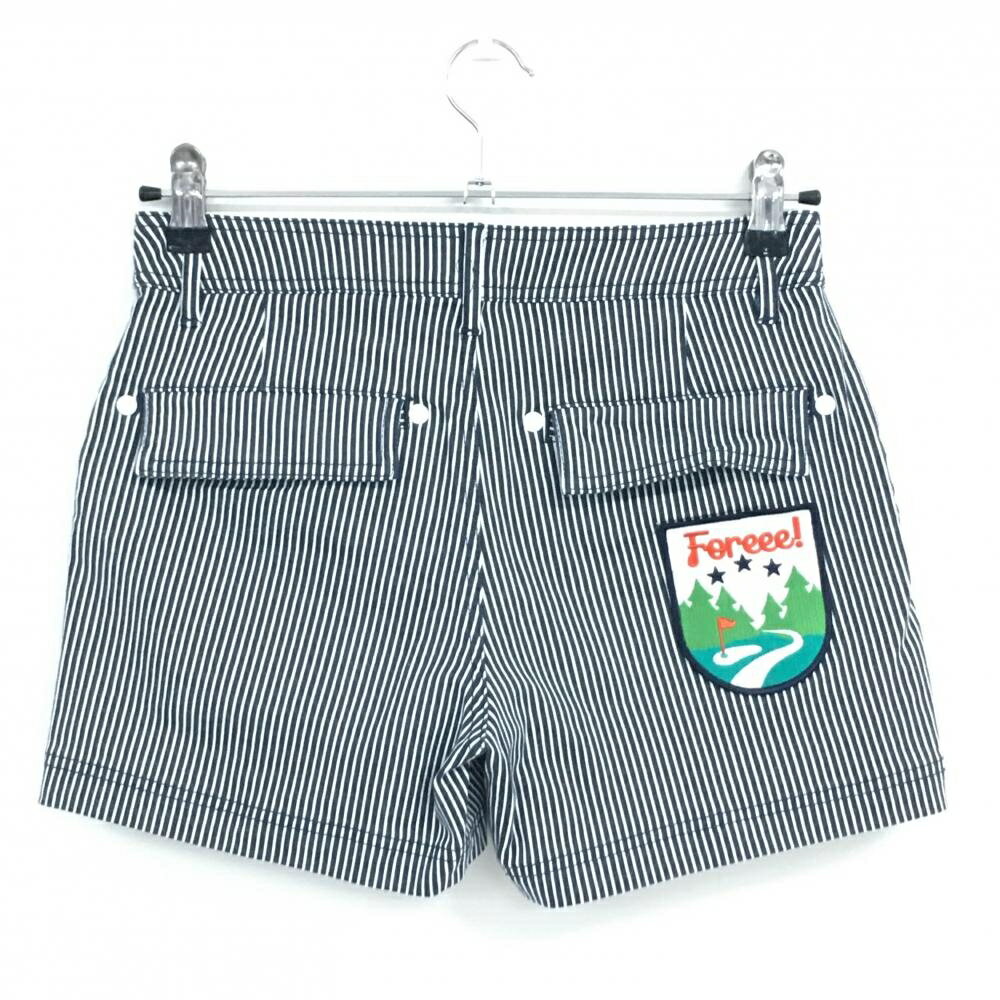 【美品】ルコックゴルフ ショートパンツ ネイビー×白 ストライプ ストレッチ レデ...