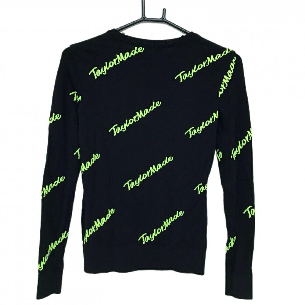 【超美品】テーラーメイド セーター 黒×ライトグリーン ロゴ総柄 韓国モデル ニット レディース XS ゴルフウェア TaylorMade