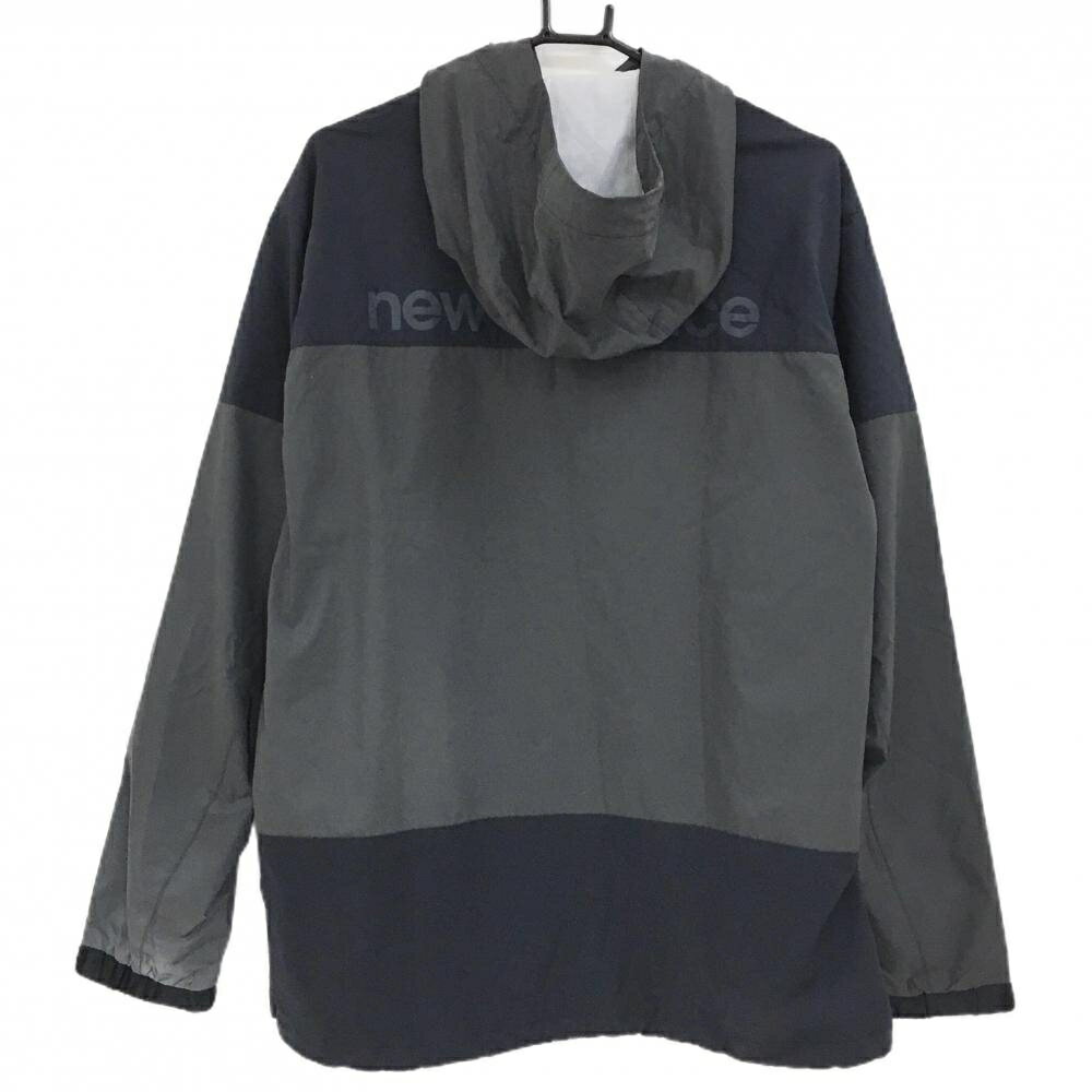ニューバランス ジップパーカー グレー×黒 裏地メッシュ ナイロン ジャケット メンズ 6(XL) ゴルフウェア New Balance