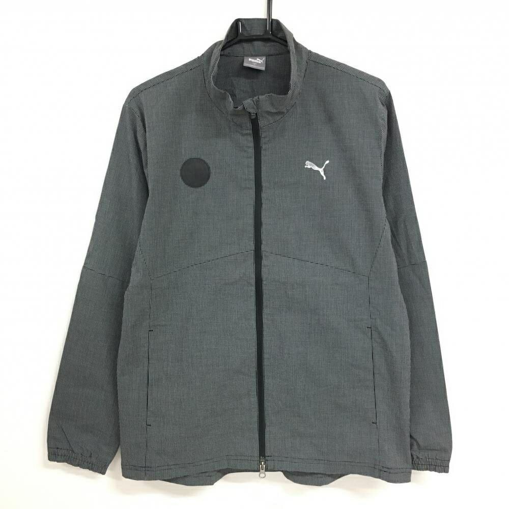 PUMA - [クーポン対象品]【超美品】プーマ ジャケットブルゾン 黒×白 細目格子 ロゴシルバー メンズ XL ゴルフウェア PUMA