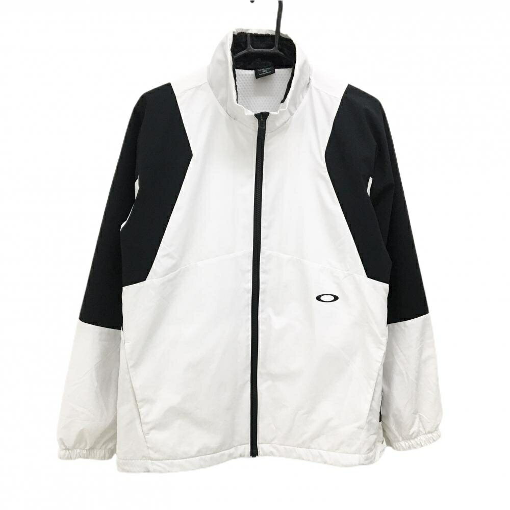OAKLEY - [クーポン対象品]【美品】オークリー ジャケット 白×黒 バックロゴ ネック内側ベロア調 メンズ M ゴルフウェア Oakley