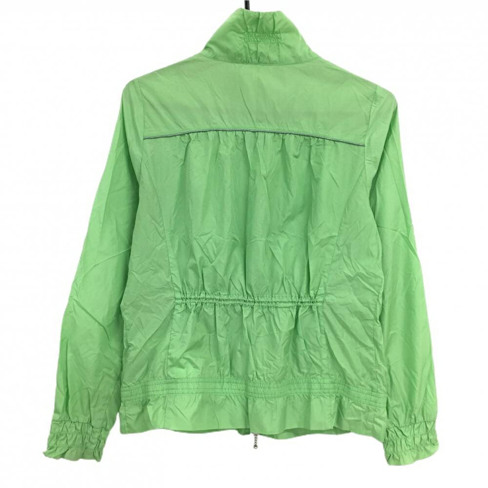【美品】ヒールクリーク ジャケット ライトグリーン 胸元パイピングライン ロゴ刺しゅう 薄手 レディース 40(M) ゴルフウェア Heal Creek