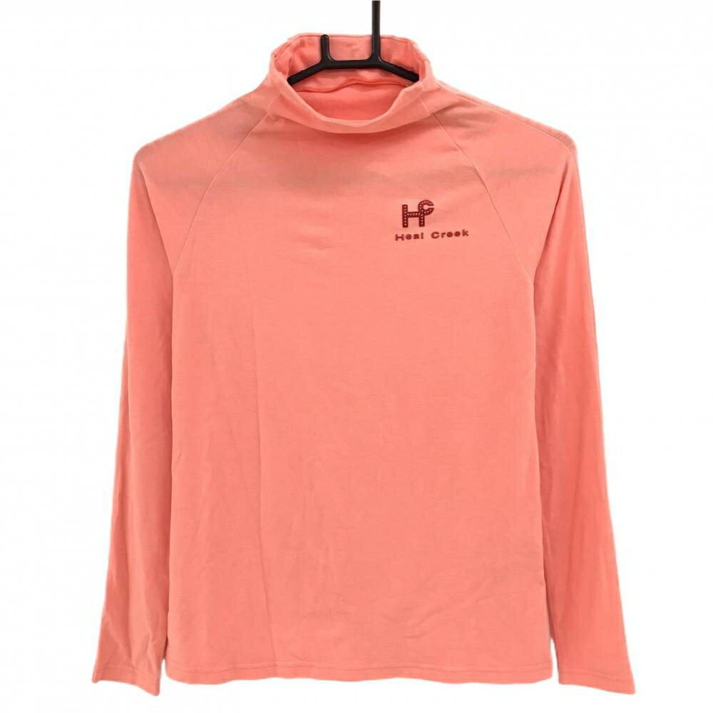 Heal Creek - 【超美品】ヒールクリーク 長袖ハイネックシャツ サーモンピンク 胸元ロゴ 微起毛 レディース 40(M) ゴルフウェア Heal Creek