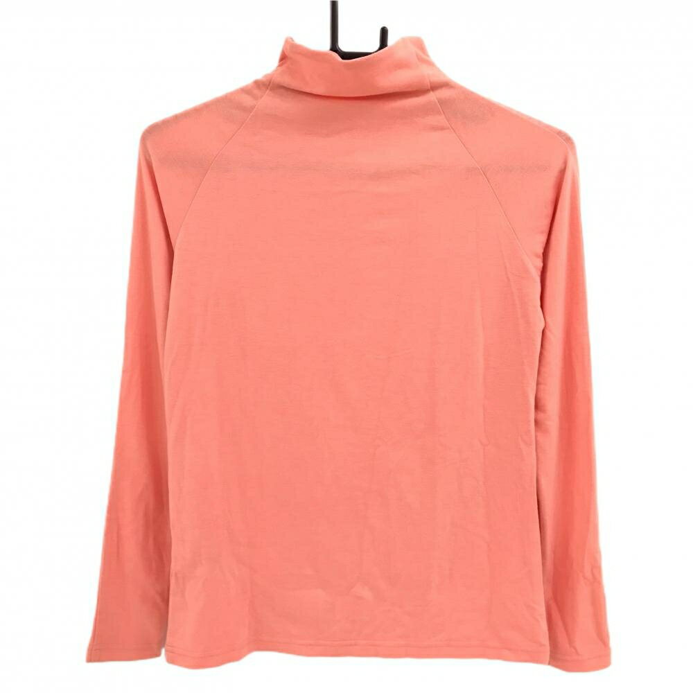 【超美品】ヒールクリーク 長袖ハイネックシャツ サーモンピンク 胸元ロゴ 微起毛 レディース 40(M) ゴルフウェア Heal Creek