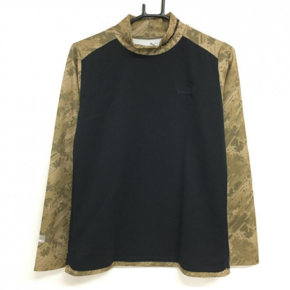 PUMA - [クーポン対象品]【新品】プーマ 長袖ハイネックシャツ 黒×カーキ系 袖総柄 レディース XL ゴルフウェア PUMA