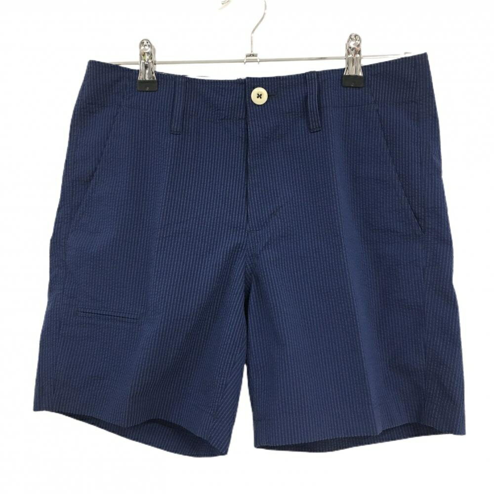 【超美品】ジャックバニー ショートパンツ ダークネイビー×ネイビー 細ストライプ サッカー生地 レディース 1(M) ゴルフウェア Jack Bunny