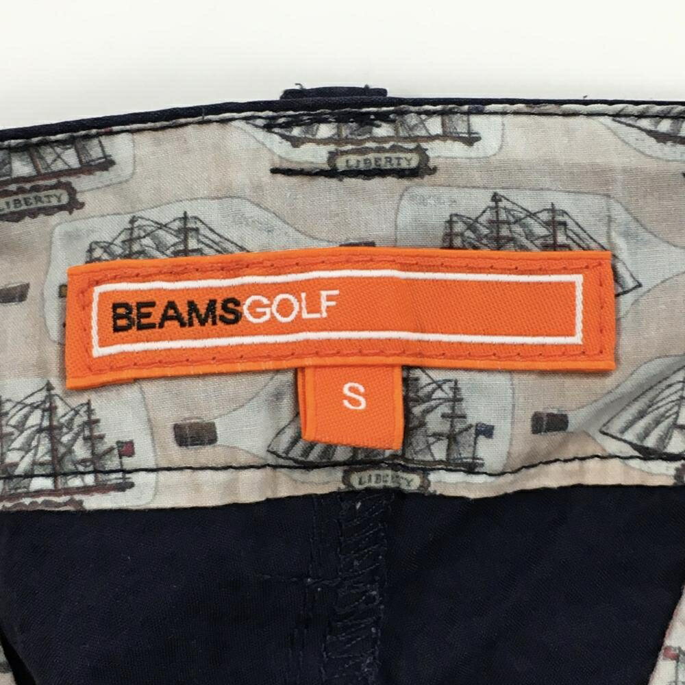 ビームスゴルフ パンツ ネイビー サッカー生地 刺しゅう 裾スリット レディース S ...