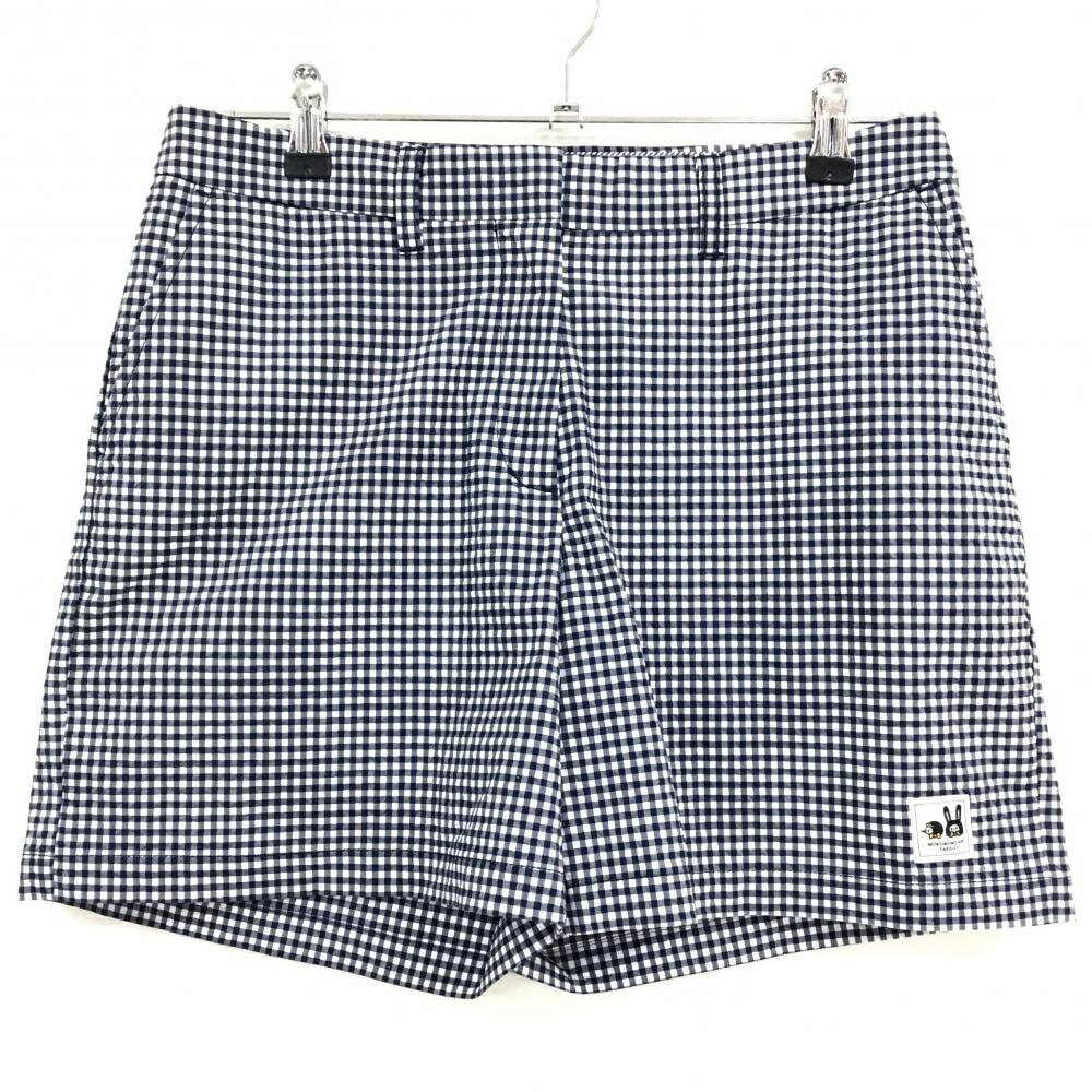 [クーポン対象品]【超美品】マンシングウェア ハーフパンツ ネイビー×白 ギンガム...