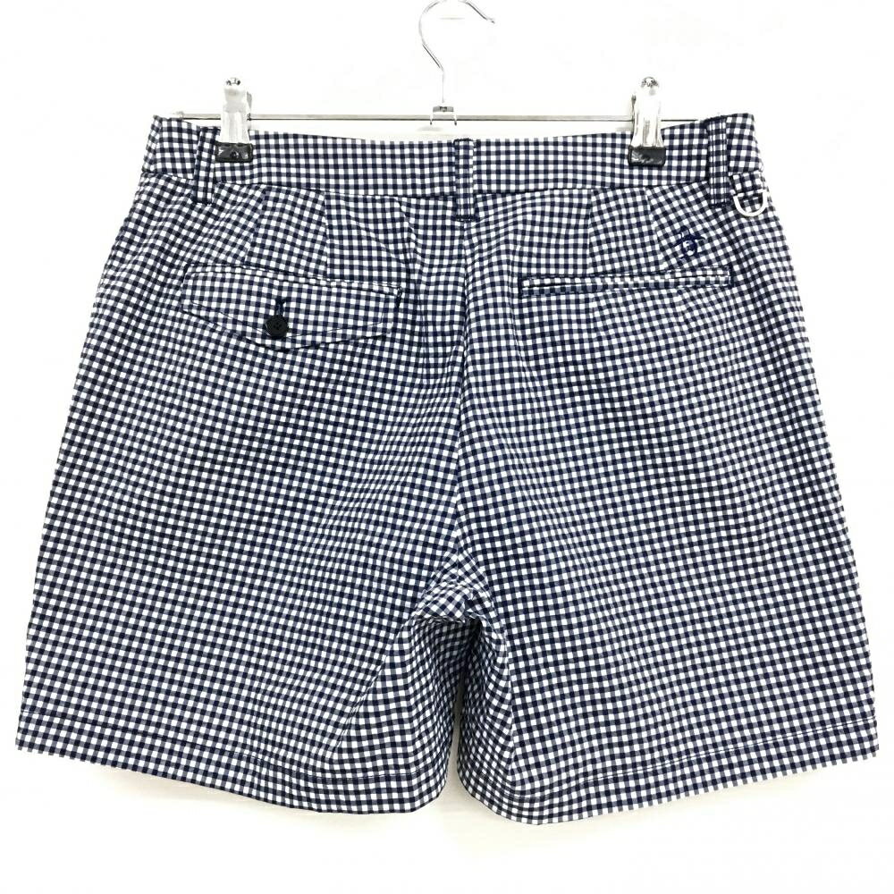 [クーポン対象品]【超美品】マンシングウェア ハーフパンツ ネイビー×白 ギンガム...