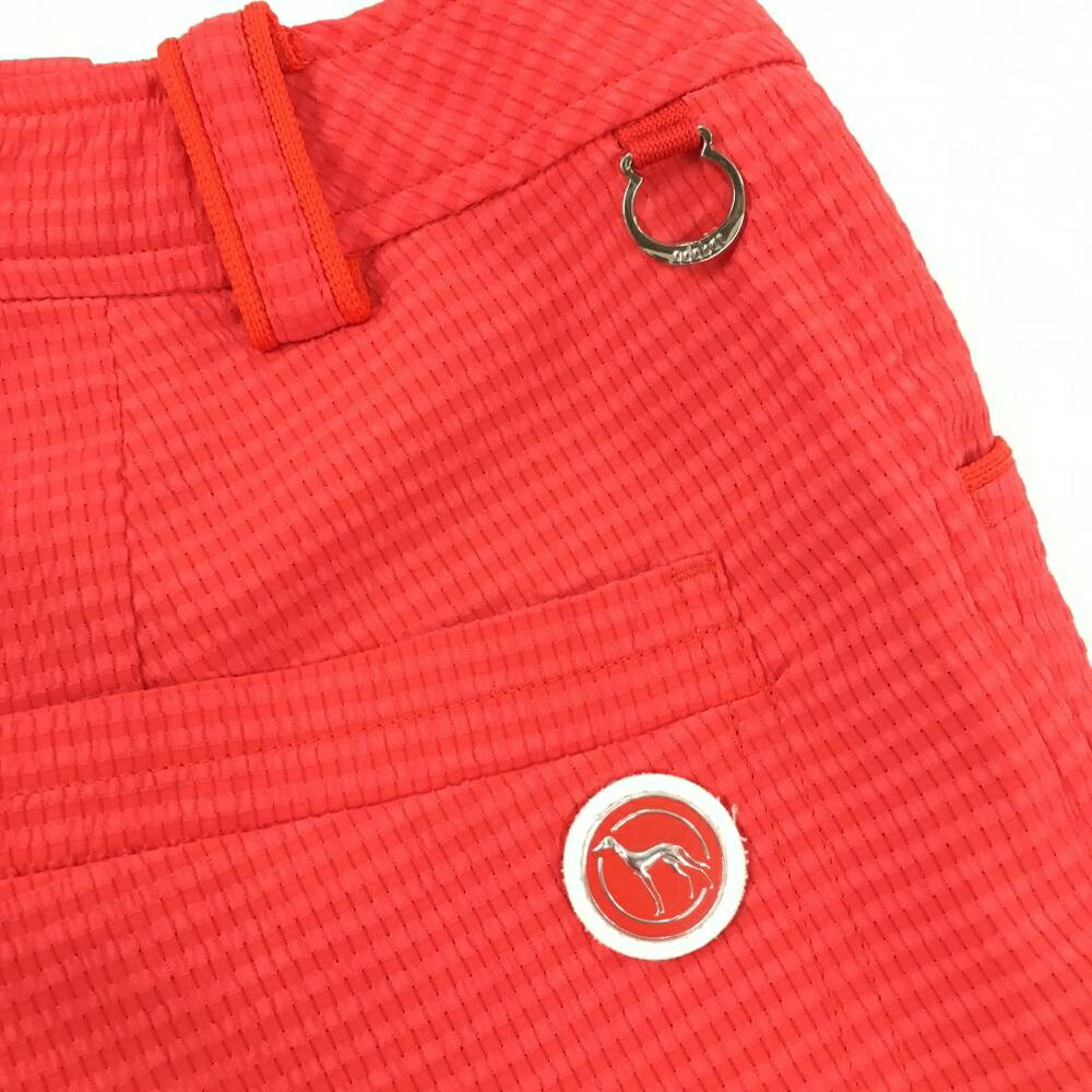 アダバット 七分丈パンツ レッド サッカー生地 バックロゴ レディース 38(M) ゴルフウェア adabat
