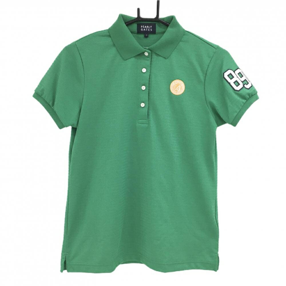 Polo Shirt - [クーポン対象品]【超美品】パーリーゲイツ 半袖ポロシャツ グリーン 地模様 袖シリコンロゴ レディース 1(M) ゴルフウェア 2024年モデル PEARLY GATES