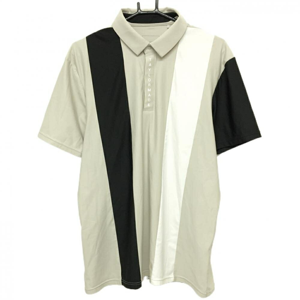 Rakuten - 【美品】テーラーメイド 半袖ポロシャツ ベージュ×黒×白 バイカラー スナップボタン メンズ O(XL) ゴルフウェア TaylorMade